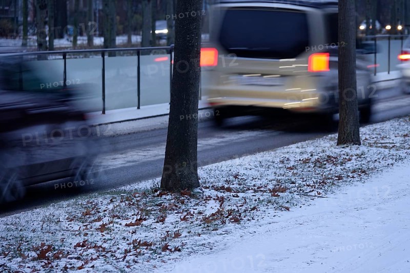 Winter, slippery roads with snow and ice, slippery roads, Germany