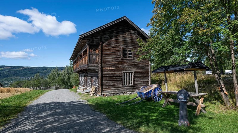 Maihaugen open-air museum with houses and objects from farms in Gudbrandsdal, Lillehammer am Mjøsa Lake, Innlandet Municipality, Norway