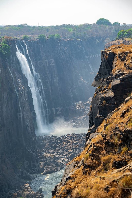 Water plunges into the depths, Victoria Falls and Gorge, Zimbabwe