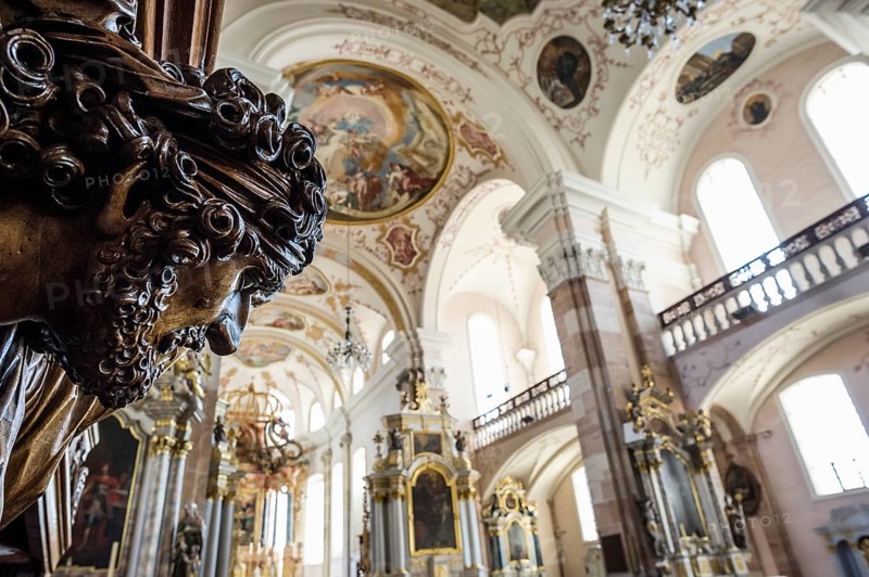 Interior view, church, Notre-Dame de l'Assomption, Rouffach, Haut-Rhin Department, Alsace, France