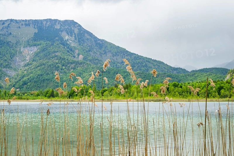 Landscape of Lake Offensee after rain when the sun comes through the clouds in spring, Salzkammergut, Austria