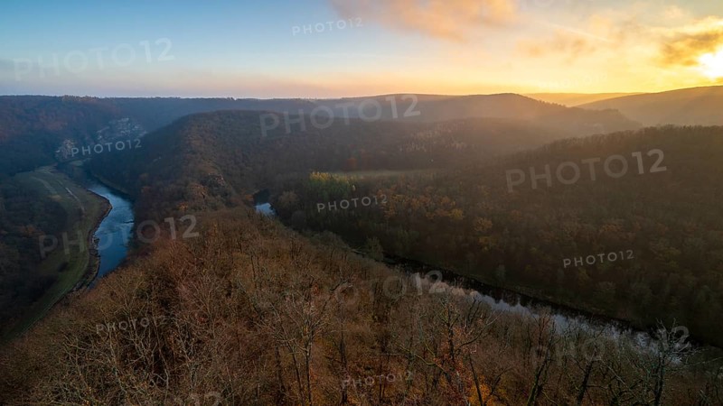 Sunrise, morning mood, autumn landscape, river loop, river Thaya, Thaya Valley National Park, Lower Austria, Austria
