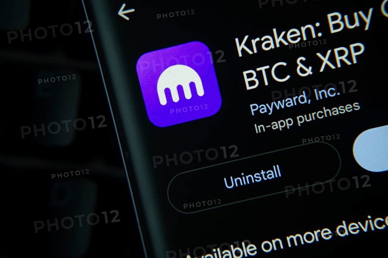 Dhaka, Bangladesh- 27 July 2025: Kraken app from Google Playstore is displayed on a smartphone screen