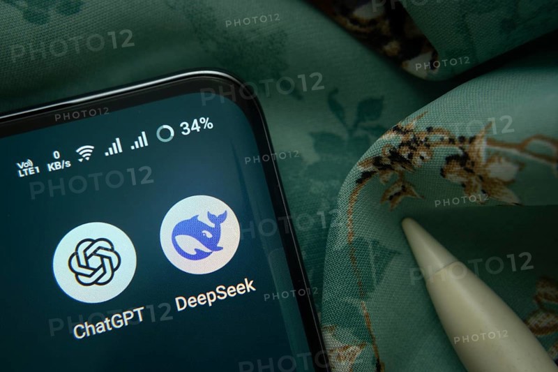 Dhaka, Bangladesh- 07 May 2025: ChatGPT and Deepseek app icon is seen on smartphone