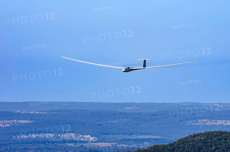 A Schempp-Hirth Nimbus 4M motor glider, D-KAOL registration, during a screening as part of an air show at the Rossfeld Air Sports Association on Rossfeld in Metzingen-Glems, Baden-Württemberg, Germany, for editorial use only