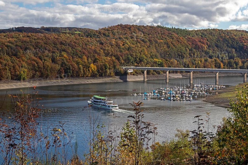 Marina, excursion ship, Talbrücke, Sondern, Olpe, Biggesee, Sauerland, North Rhine-Westphalia, Germany