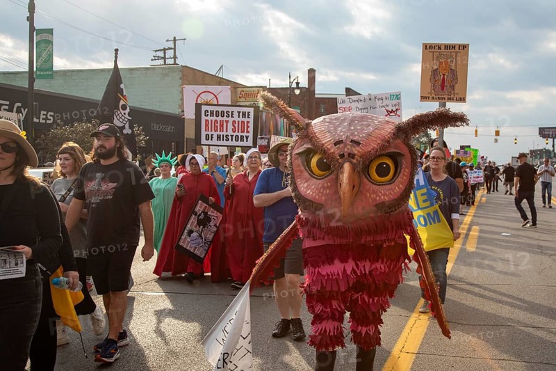 Detroit, Michigan USA - 18 October 2025 - A large crowd gathered for a 'No Kings' rally, protesting President Trump's actions against immigrants and against democratic institutions