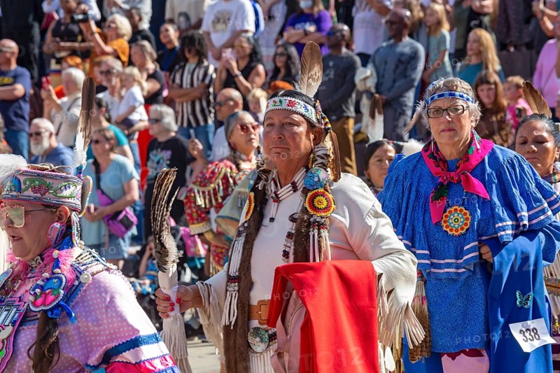 Detroit, Michigan USA - 13 October 2025 - On Indigenous People's Day, Native American tribes held a Pow Wow in downtown Detroit. The city of Detroit (originally Waawiyatanong) recognizes the day as Indigenous People's Day, while the federal government observes it only as Columbus Day