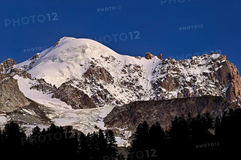 Snow-covered Aiguille Verte, Chamonix-Mont-Blanc, Haute-Savoie, France