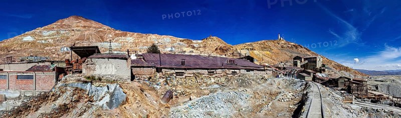 Panoramic view of a mine site in a desert-like environment, The silver mines of Potosi Bolivia