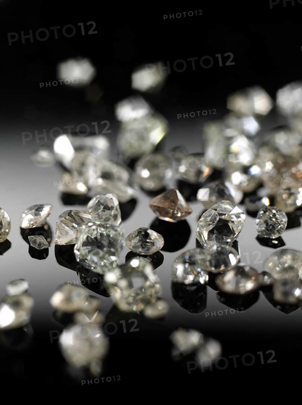 Many valuable diamonds, some rough, some cut, for further processing for the jewellery industry