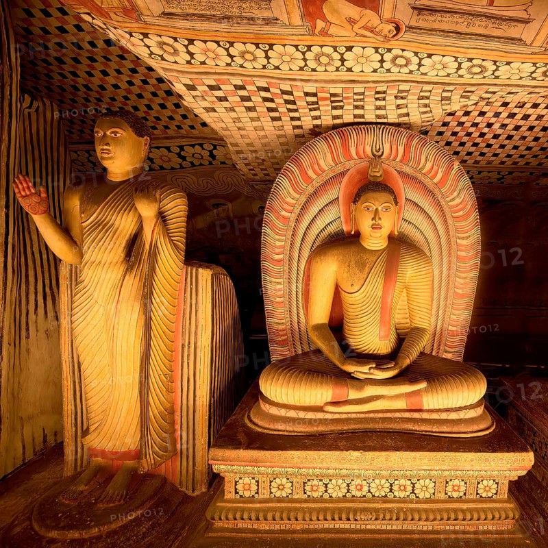 Buddha statues and murals in Dambulla Cave Temple, Dambulla, Sri Lanka