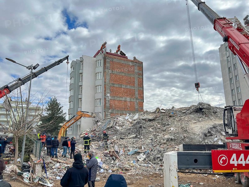 Turkish civil defense teams (AFAD) search for survivors under the rubble after a powerful 7.8-magnitude earthquake struck southern Turkey, killing tens of thousands. Kahramanmaras, Turkey. February 6, 2023, Kahramanmaras, Turkey