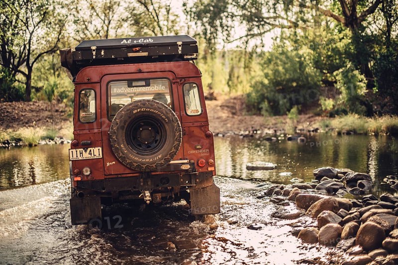 Landrover Defender four-wheel drive vehicle in the Australian outback