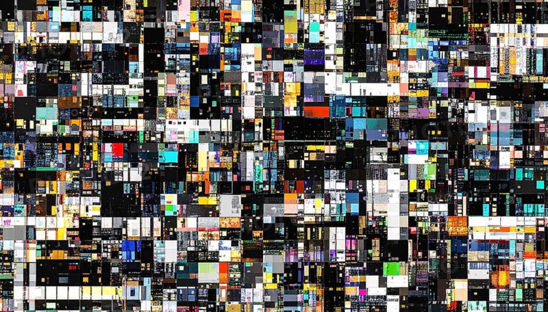 Abstract creative glitch overlay texture. Geometric pixel pattern, AI generated