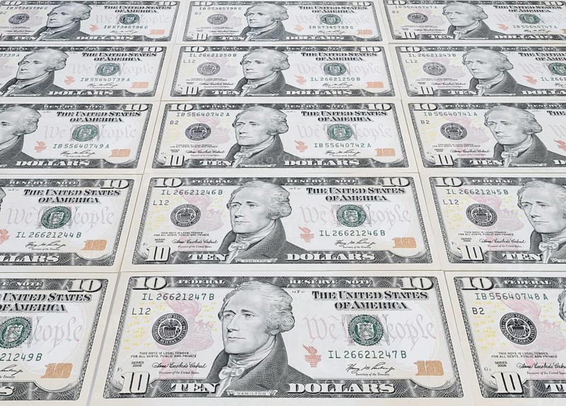 10 US dollar notes, 10 dollar banknotes
