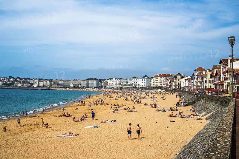 Beach and seaside in Saint-Jean-de-Luz, Nouvelle-Aquitaine, Pyrenees-Atlantiques, France