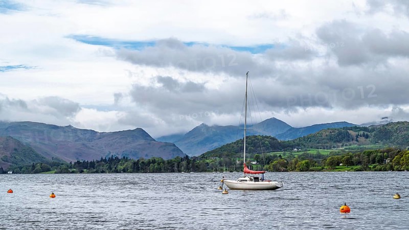 Boats on Ullswater Lake, Pooley Bridge, Lake District National Park, Cumbria, England, United Kingdom