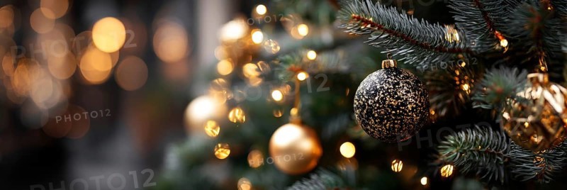 Christmas Tree With Baubles, holiday season and holiday greetings. Happy family time, AI generated