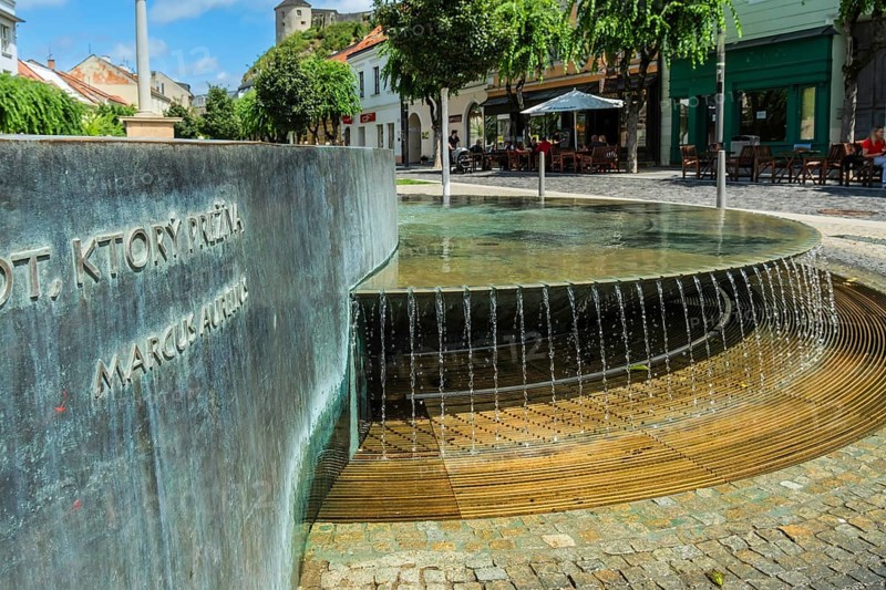 Mark Aurel fountain and fountain on Peace Square, Capital of Culture 2026, Trencín, Slovakia
