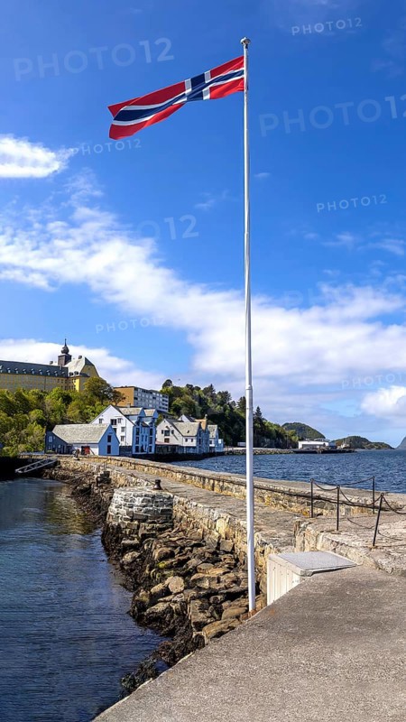 Alesund, port town in Norway famous for Art Nouveau architecture, fjords and scenic landscapes