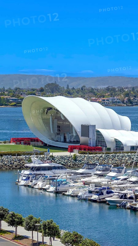 USA, California, San Diego Bay marina and Seaport Village in downtown near Gaslamp Quarter