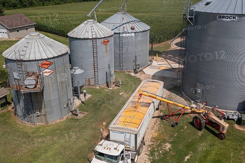 Martin, Michigan - Corn is loaded onto a truck from grain storage bins in west Michigan