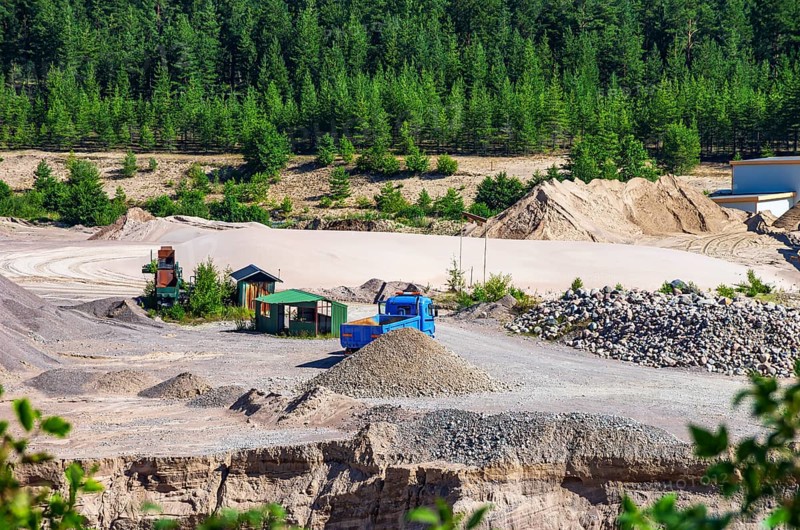 View of the sand pit of the company Radasand AB in Rada, Lidköping, Västergötland, Västra Götalands län, Sweden