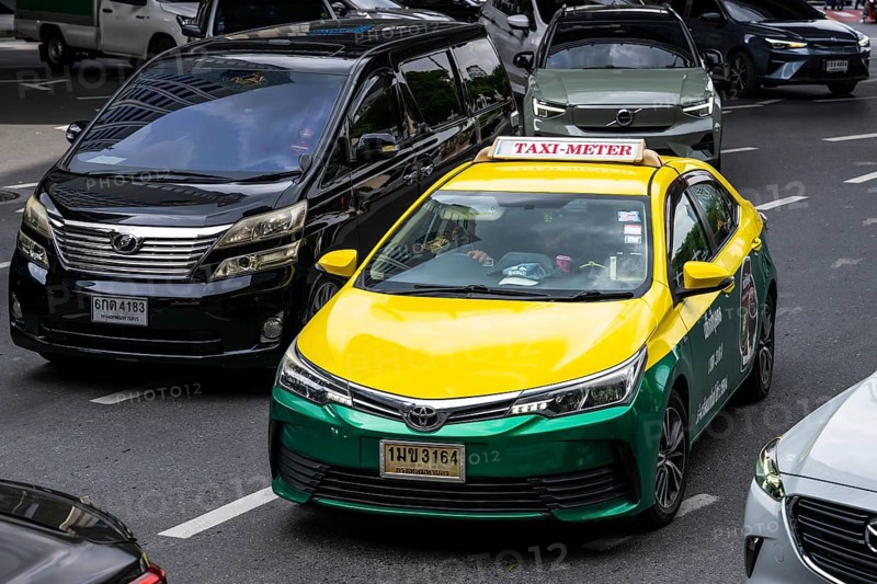 Road traffic taxi, Bangkok, Thailand