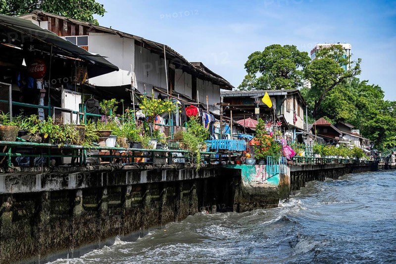 Canal-side flats, Bangkok, Thailand