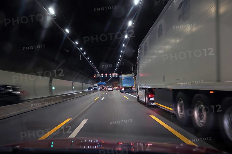 Traffic in the Engelberg Tunnel on the A 81 motorway, Baden-Württemberg, Germany