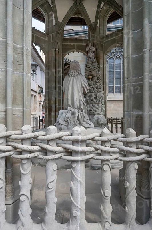 Jesus on the Mount of Olives around 1500, last restoration 2015 at St Nicholas Minster, Überlingen, Baden-Württemberg, Germany