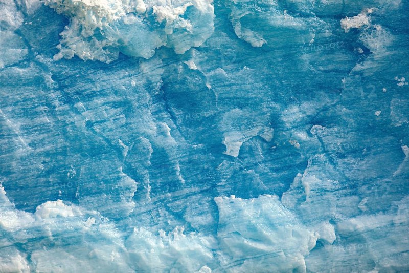 Close-up of textured ice with blue colouring and unique pattern, The blue ice of the Perito Moreno glacier in Patagonia Argentina