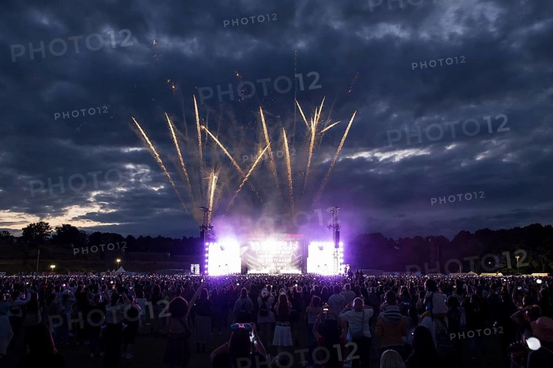 Fireworks at the end of J-Hope's performance at the Lollapalooza Festival in the Olympiastadion and on the Maifeld, Berlin, 13.07.2025