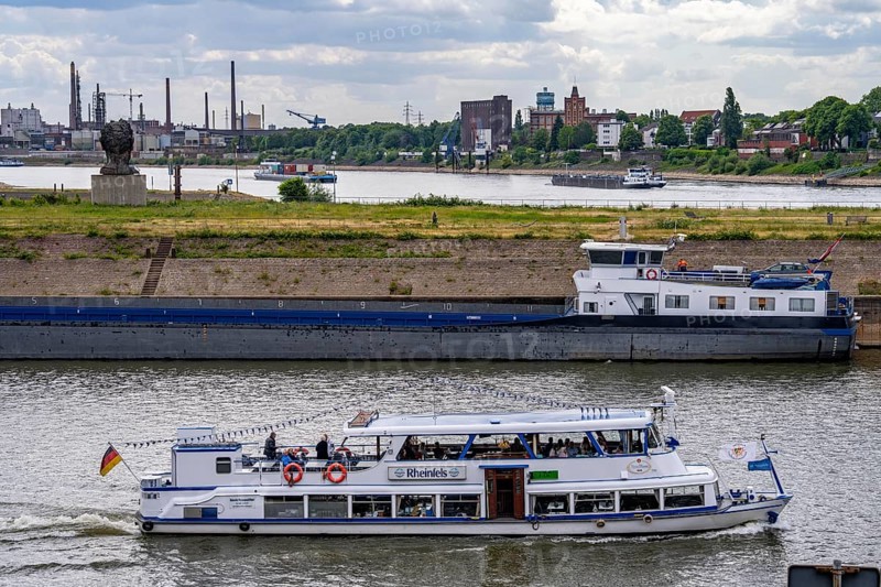 Harbour cruise, ship Rheinfels, on the Rhine near Duisburg, North Rhine-Westphalia, Germany