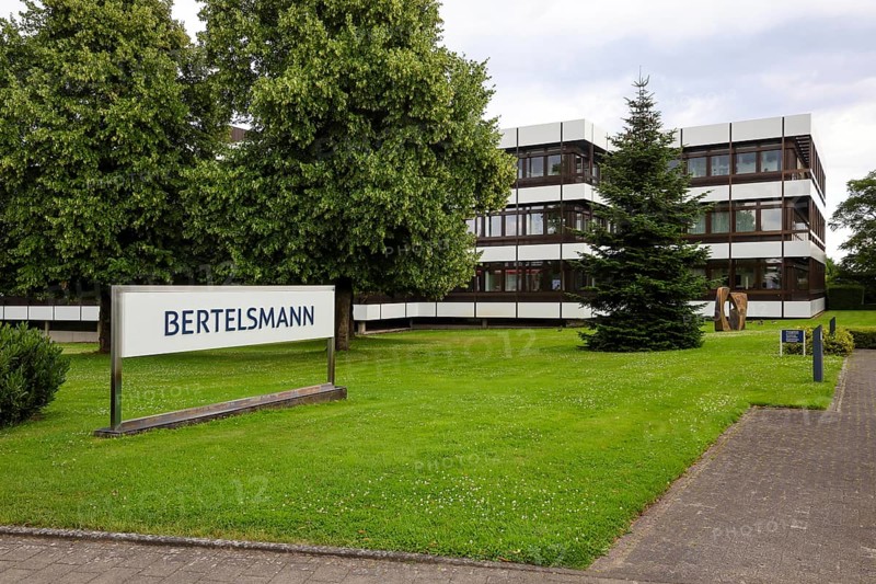Gütersloh, North Rhine-Westphalia, Germany - BERTELSMANN, Head Office of Bertelsmann SE & Co. KGaA. Bertelsmann is an international media, services and education company headquartered in Gütersloh. The Bertelsmann Stiftung is one of the largest German foundations. Bertelsmann's operating divisions include RTL Group (entertainment), Penguin Random House (books), BMG (music), Arvato Group (services), Bertelsmann Marketing Services (direct marketing and print activities), Bertelsmann Education Group (education) and Bertelsmann Investments (venture capital activities and growth division Bertelsmann Next)