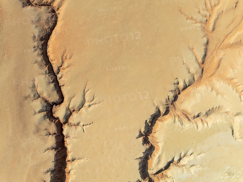 Canyon in the Tsondab Valley in the Namib Desert. Aerial view. Drone shot. Namibia