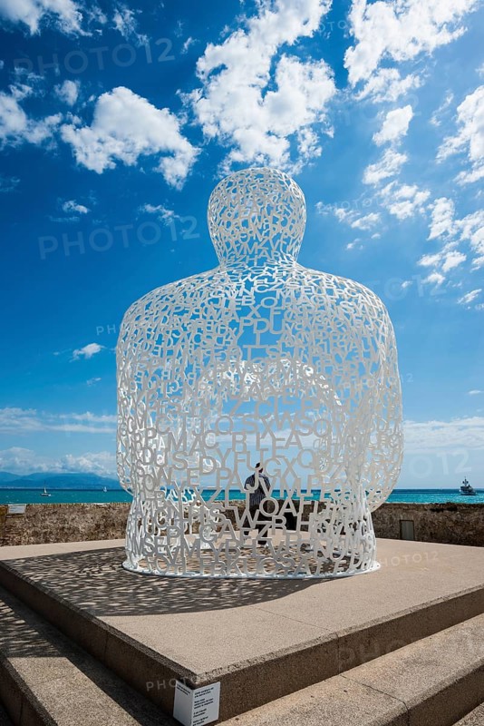 Sculpture made of letters, Le Nomade, artist Jaume Plensa, Antibes, Provence Alpes Côte d'Azur, South of France, France