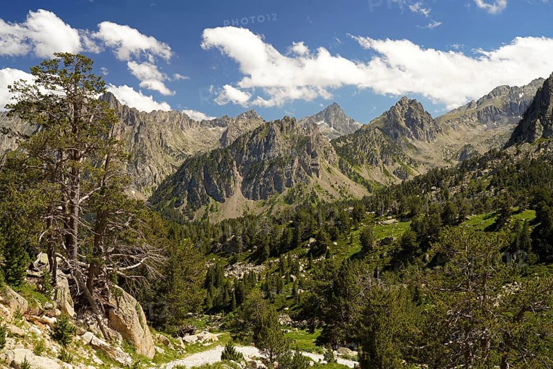 Mountain landscape in the Aigüestortes i Estany de Sant Maurici National Park, Catalonia, Spain