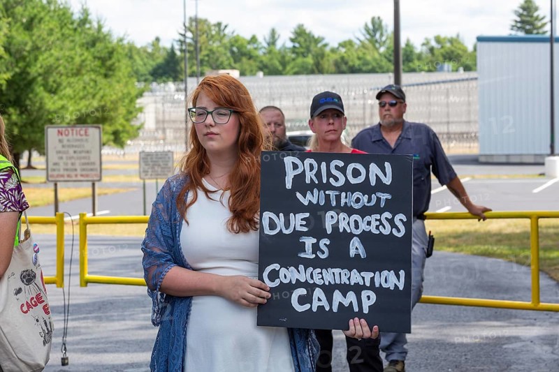 Baldwin, Michigan USA - 4 July 2025 - Activists rally against the North Lake Correctional Facility, which has just been reopened as the largest immigrant detention center in the Midwest. The rural Michigan facility is owned by the GEO Group and will house immigrants detained by ICE