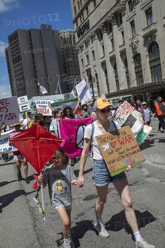 Detroit, Michigan USA - 28 June 2025 - Protesters rallied at the Federal Building and then marched downtown to oppose any U.S. war with Iran
