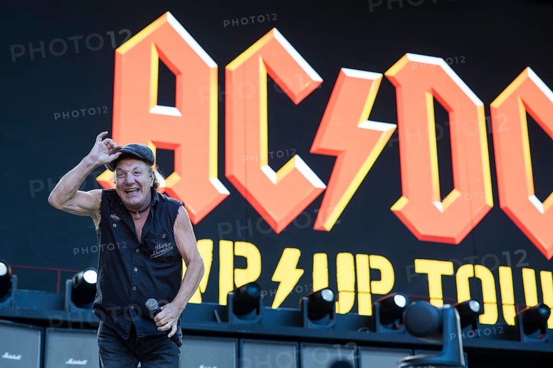 Brian Johnson, lead singer of AC/DC live on Power Up Tour 2025 at the Olympiastadion Berlin on 30 June 2025