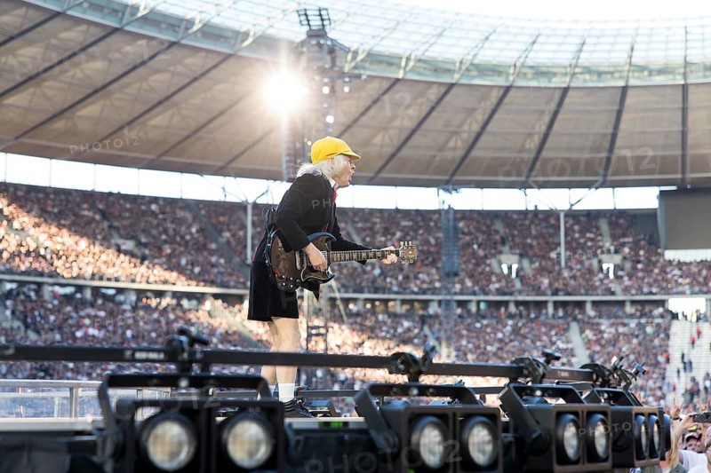 Angus Young, lead guitarist of AC/DC live on Power Up Tour 2025 at the Olympiastadion Berlin on 30 June 2025