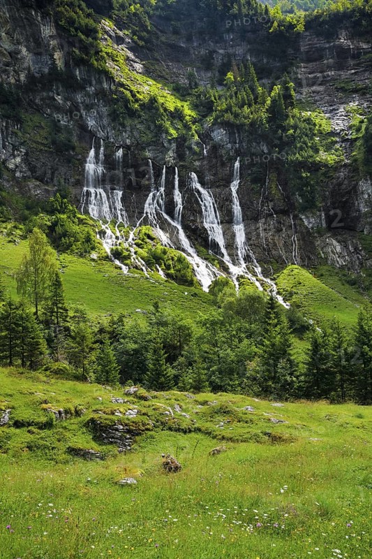 Jungibach Falls in Gental near Engstlenalp, Canton Bern, Switzerland