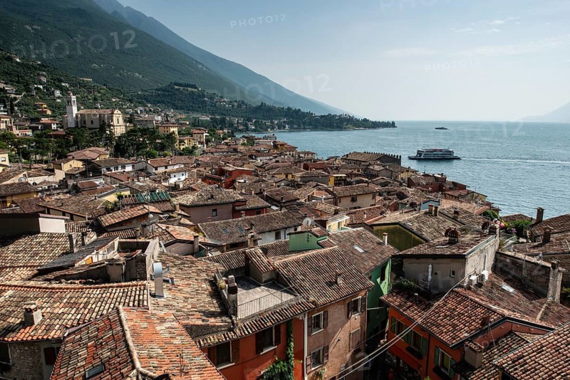 Mediterranean roofs from Scaliger Castle, Malcesine, Veneto, Italy