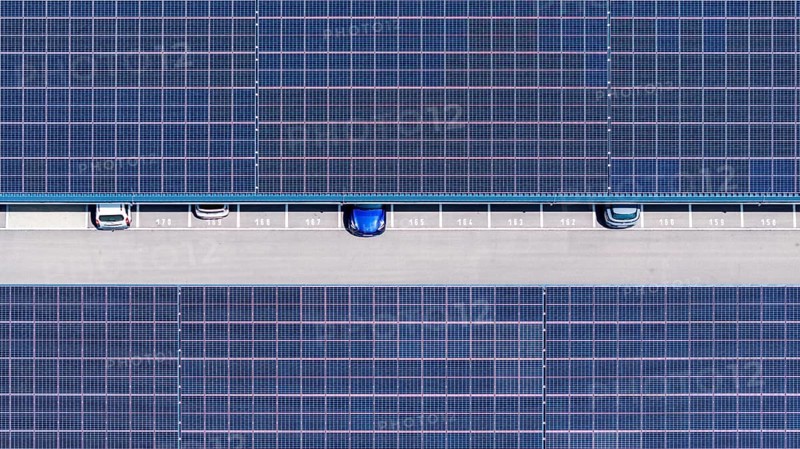 Largest charging park in the world at Merklingen Swabian Alb railway station. Symbolic photo. 259 covered stations for electric cars are located under two 160 and 190 metre long roofs. The Swabian Alb special-purpose association and the state are investing around five million euros in the charging park. Merklingen, Baden-Württemberg, Germany