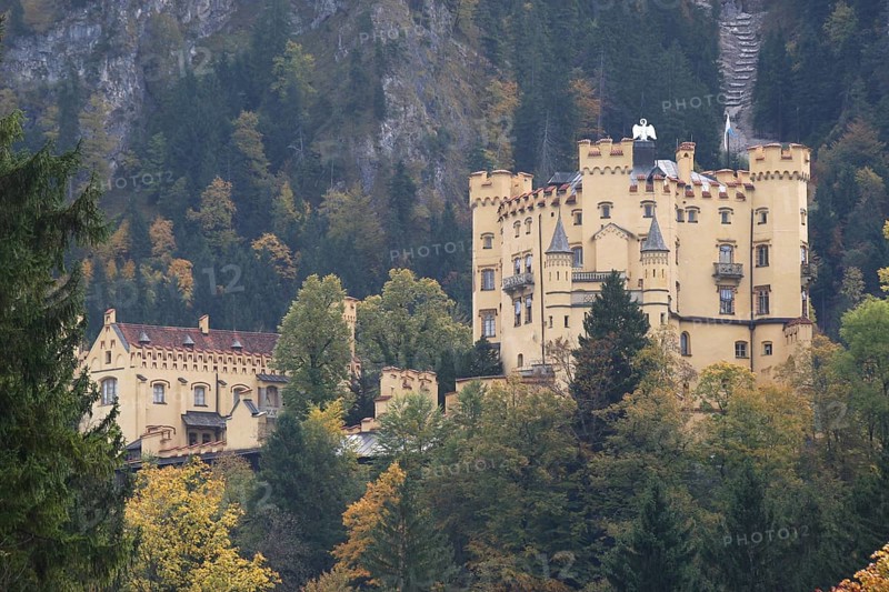 Hohenschwangau Castle near Füssen in autumn, Allgäu, Bavaria, Germany, Allgäu, Bavaria, Germany