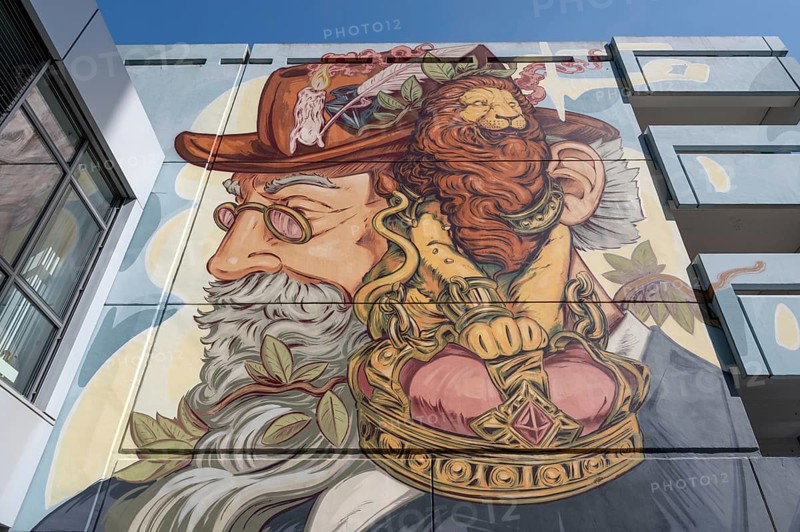 Facade painting on a multi-storey car park, Erlangen, Middle Franconia, Bavaria, Germany