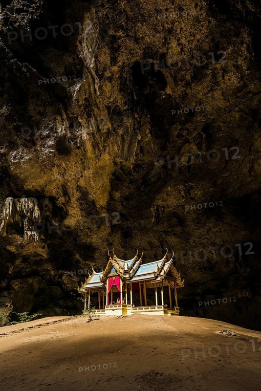 Temple in a stalactite cave, Phraya Nakhon Cave, Khao Sam Roi Yot National Park, Hua Hin, Prachuap Khiri Khan, Thailand