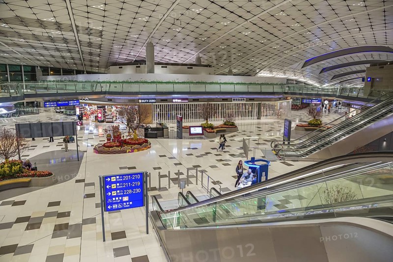 People mover inside of the Hong Kong International Airport in Hong Kong, China